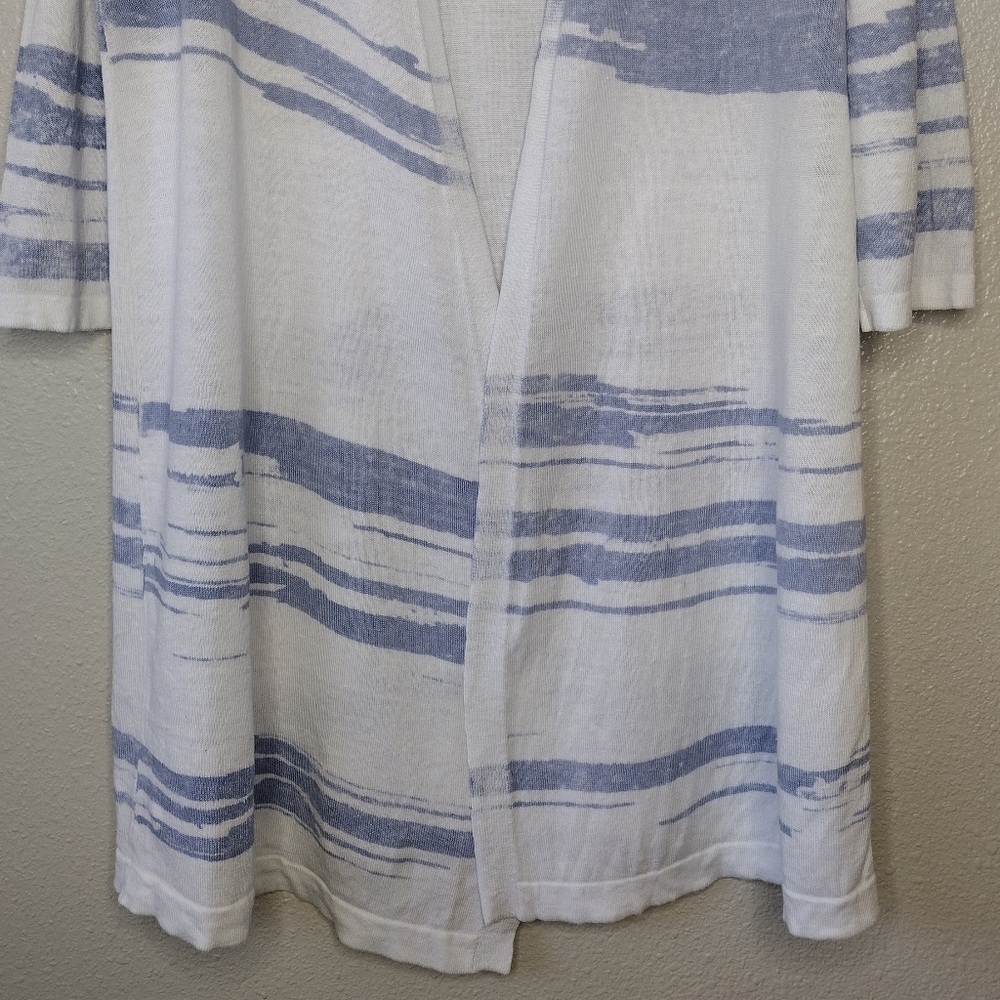 J. Jill Linen Cotton Coastal Grandma Open Front Knit Woman's Cardigan - Picture 4 of 14